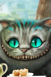 Cheshire Cat Alice in Wonderland (320x568) Resolution Wallpaper