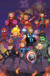 Chibi Avengers Endgame Art (1440x2560) Resolution Wallpaper