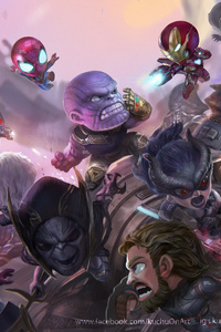 Chibi Avengers Infinity War (640x1136) Resolution Wallpaper