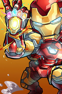 Chibi Iron Man Infinity Stones (240x400) Resolution Wallpaper