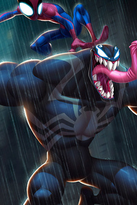 Chibi Venom Spiderman (1280x2120) Resolution Wallpaper