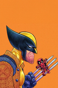 Chibi Wolverine X Deadpool (240x400) Resolution Wallpaper