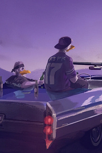 Chill Duck Car (320x480) Resolution Wallpaper