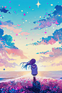 Chill Girl With A Tranquil View (320x568) Resolution Wallpaper
