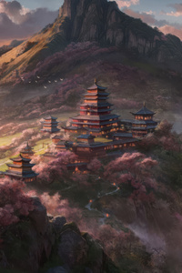 Chinese Temple In Mountains (1080x1920) Resolution Wallpaper