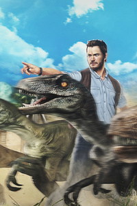 Chris Pratt Raptors Squad Artwork (1080x2160) Resolution Wallpaper