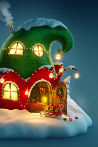240x400 Christmas Fairy House 4k