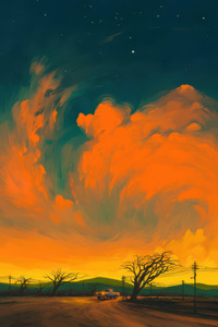 Cinematic Sky Landscape Wavy Clouds (1080x2400) Resolution Wallpaper