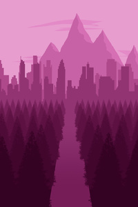 City Forest Minimalist (320x568) Resolution Wallpaper