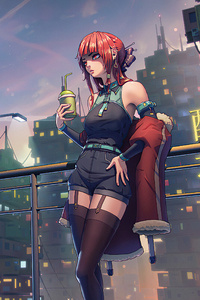 City Girl Drinking Drink 5k (480x854) Resolution Wallpaper