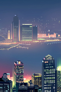 City Skyline Minimalist (320x480) Resolution Wallpaper