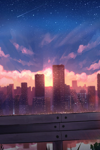 City Stars Meteors Digital Art (240x400) Resolution Wallpaper