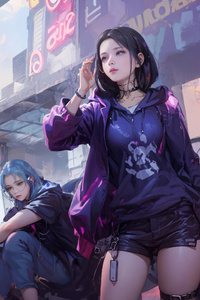City Streets Anime Girl (480x854) Resolution Wallpaper