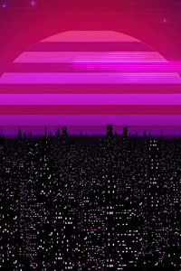 480x800 City View Night Stars Illustration