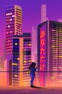 1080x2160 Cityscape Connection The Girl And Her Phone