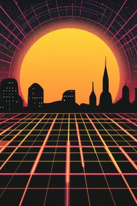 Cityscape Futuristic Retro (480x854) Resolution Wallpaper
