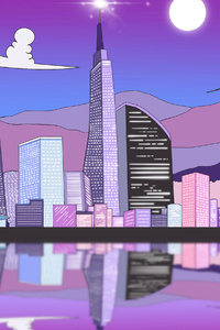Cityscape Neon (320x568) Resolution Wallpaper