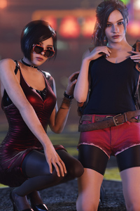 Claire Resident Evil And Ada Wong 4k (1080x2160) Resolution Wallpaper