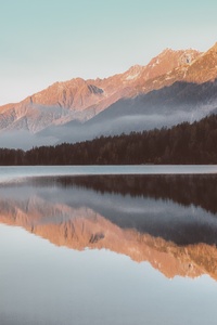 Clear Lake Mountains Sunrays Water Reflection 4k (1080x2160) Resolution Wallpaper