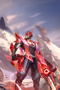 Clint Crimson Blast Skin In Mobile Legends (1440x2560) Resolution Wallpaper