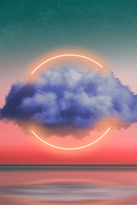 Clouds Neon Light Circle 5k (640x1136) Resolution Wallpaper