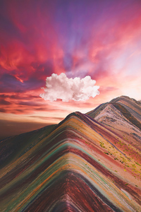 Clouds Over Vinicunca Rainbow Mountain 4k (1440x2560) Resolution Wallpaper