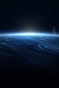 Clouds Planet Moon Flares Stars Science Fiction Digital Art (750x1334) Resolution Wallpaper