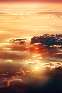 Clouds Sunset Reflection 5k