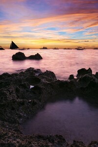 Coastal Sunset Seascape (320x568) Resolution Wallpaper