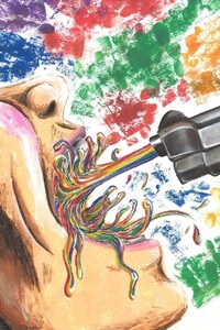 Colorful Gun Digital Art (540x960) Resolution Wallpaper