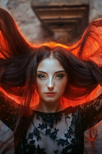 Colorful Long Hair Women (640x960) Resolution Wallpaper