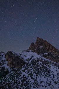 Comet Rain Over Mountains In Dolomites (480x854) Resolution Wallpaper