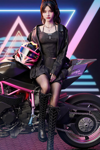 640x960 Cool Asian Biker Girl