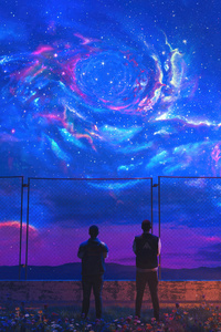 Cosmic Companions (800x1280) Resolution Wallpaper