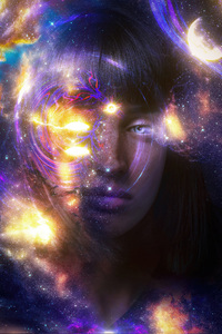 Cosmic World Of Girl (480x800) Resolution Wallpaper