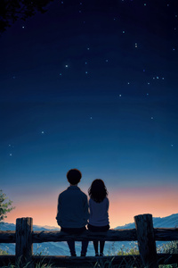 Couple Together Under Stars (640x1136) Resolution Wallpaper
