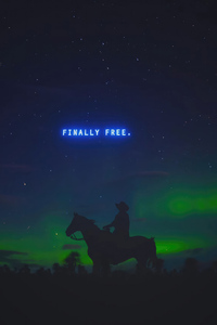 Cowboy Feeling Free In Open Sky (2160x3840) Resolution Wallpaper