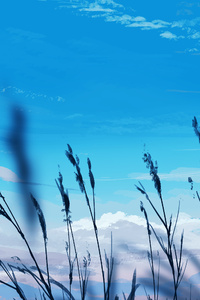 Crops Clouds Anime Evenining Nature 5k (1080x1920) Resolution Wallpaper