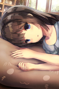 Cute Anime Girl Laying Down (750x1334) Resolution Wallpaper