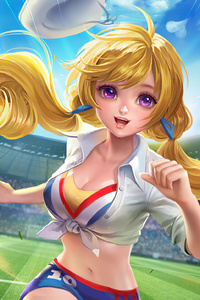 Cute Anime Girl Playing Soccer (480x854) Resolution Wallpaper