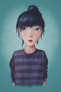 Cute Blue Eyes Artwork (640x1136) Resolution Wallpaper