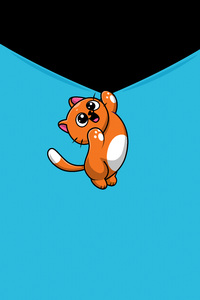 800x1280 Cute Cat Hanging Illustration 5k
