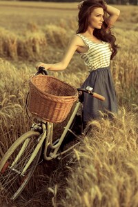 Cute Girl With Cycle (2160x3840) Resolution Wallpaper