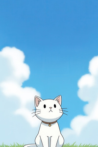 Cute White Kitten Sitting Grass (1440x2560) Resolution Wallpaper