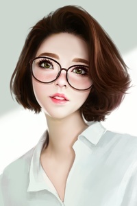 1242x2688 Cute Woman Women With Glasses Artwork