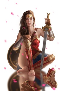 Cute Wonder Woman Bare Foot Artwork (640x1136) Resolution Wallpaper