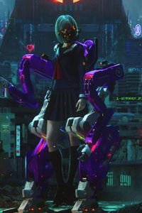 Cyber Arms Girl 4k (1080x2160) Resolution Wallpaper