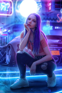 Cyber Girl With Cars