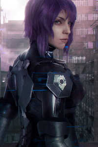 Cyber Purple Hair Girl (240x320) Resolution Wallpaper