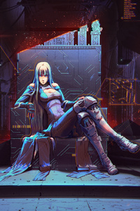 Cybergirl Sitting On Comandding Chair 5k (640x1136) Resolution Wallpaper